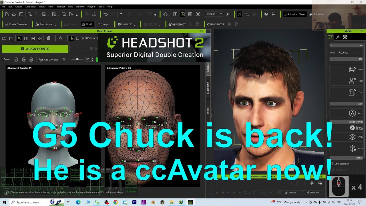 CC4 Headshot v2 – Convert G5 Chuck to ccAvatar – Character Creator 4 Tutorial