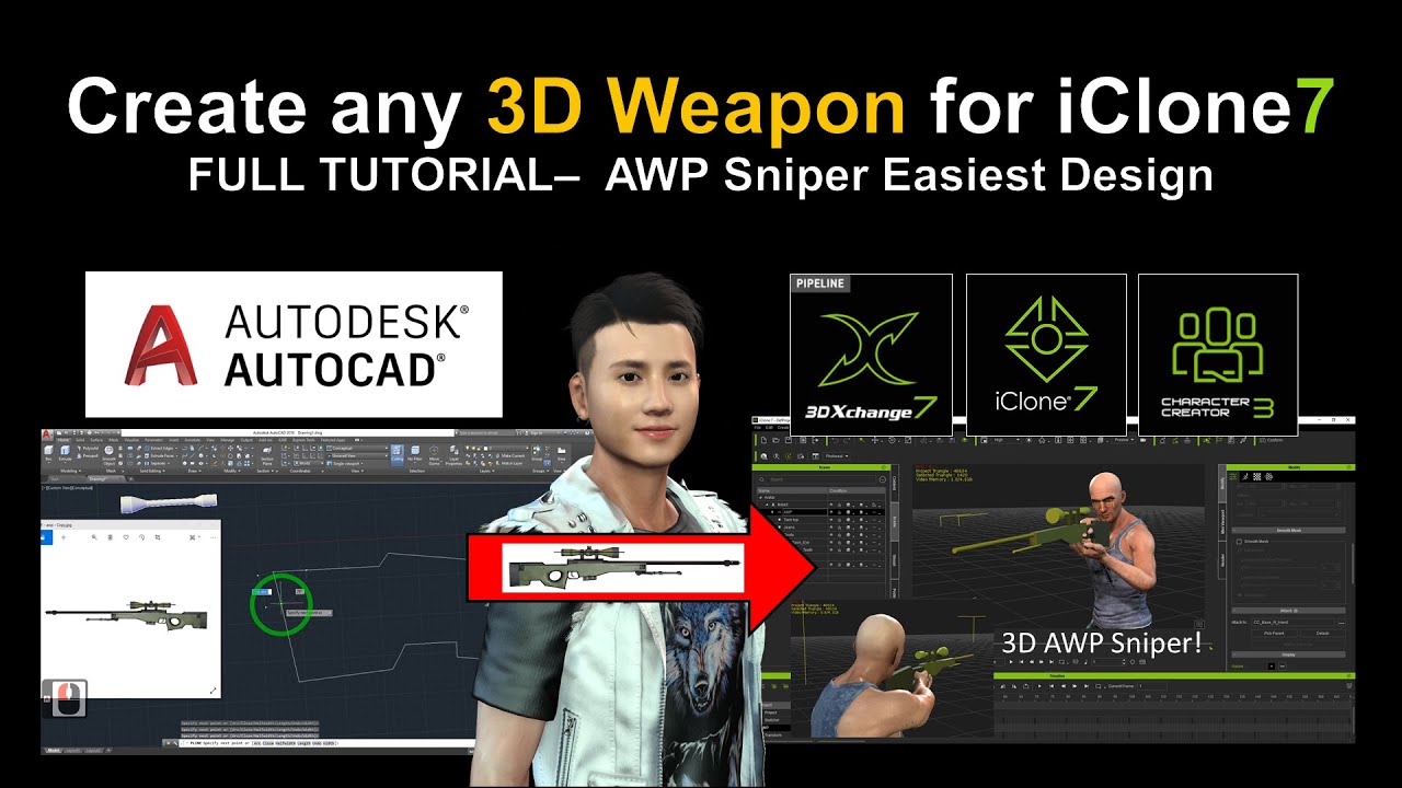 AutoCAD to iClone (AWP Sniper Modeling)