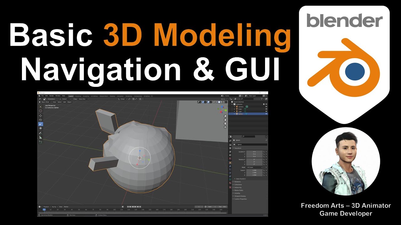 Basic 3D Modeling, Navigation and GUI – Blender 2.92 Tutorial