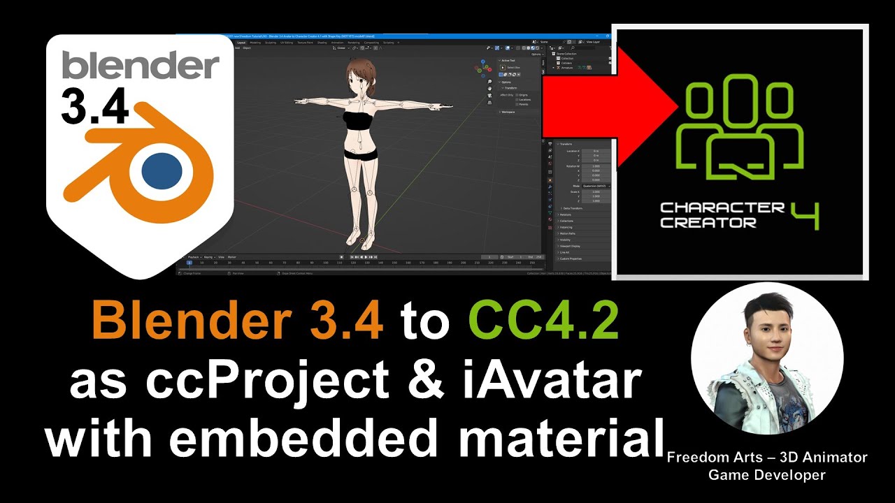 Blender 3.4 Avatar to Character Creator 4.2 – ccProject & iAvatar with embeded material – Tutorial
