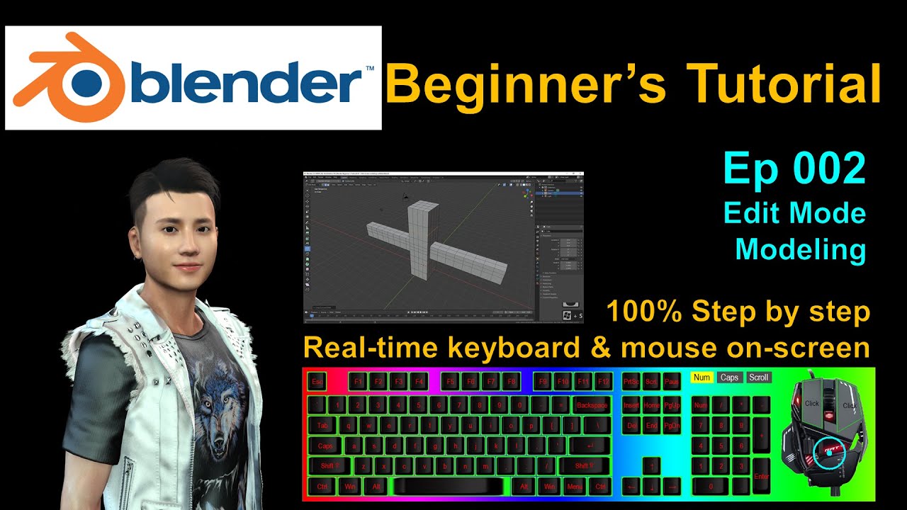 Blender Beginner’s Tutorial 002 – Edit mode, Modelling