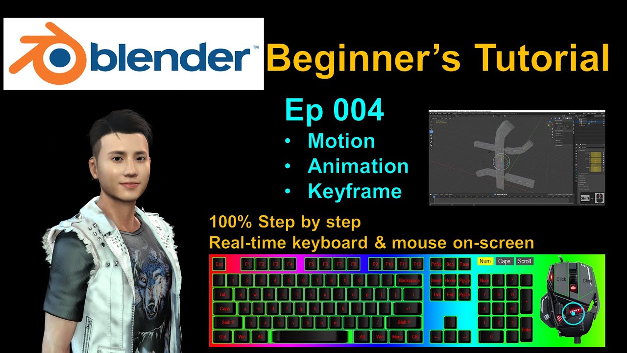 Blender Beginner’s Tutorial 004 – Create Motion, Animation and keyframe