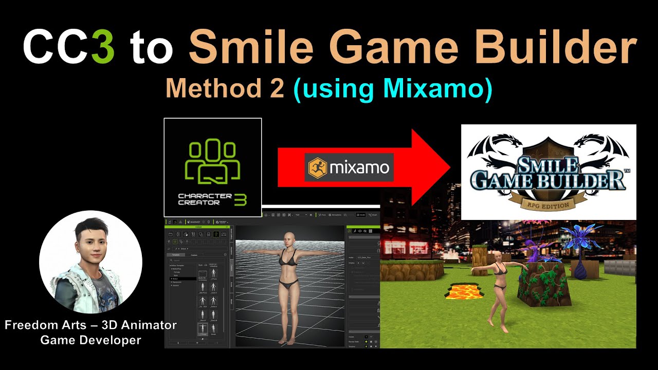 CC3 to Smile Game Builder (Method 2) – Mixamo autorig