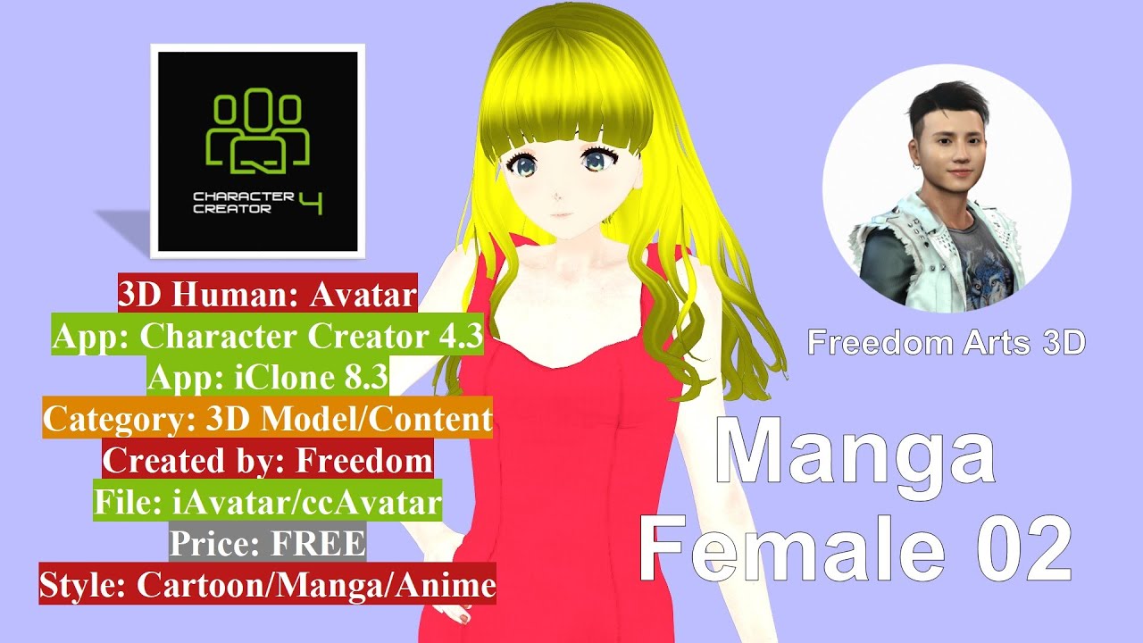CC4 Manga Female 02 – Character Creator 4 with Manga Anime Shader – Freedom Arts 3D