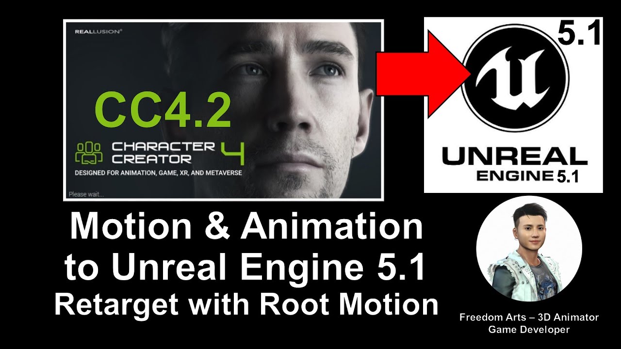 Character Creator 4.2 Motion to Unreal Engine 5.1 & Retarget on other 3D Avatar with Root Motion