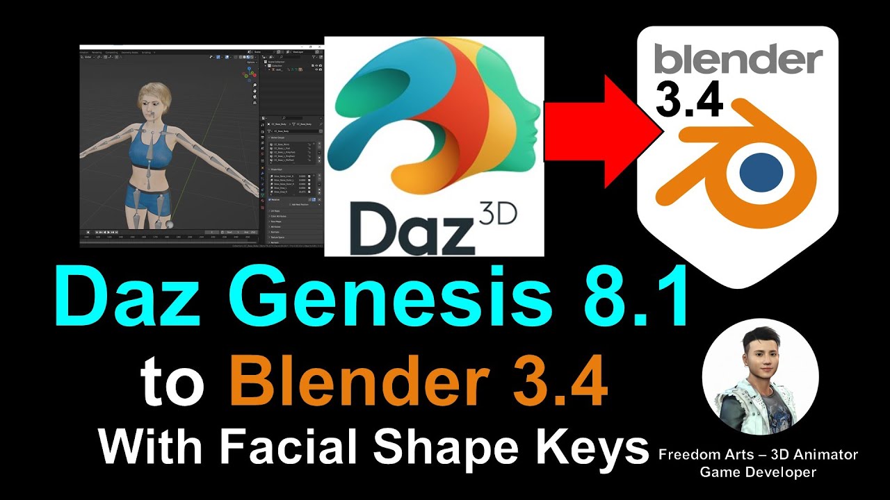 Daz Genesis 8.1 to Blender 3.4 with Facial Shape Keys – Tutorial