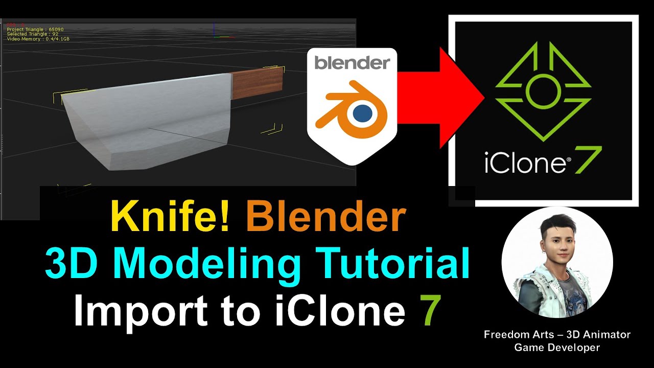Demo – Create a knife for iClone 7 – Blender 3D Modeling to iClone 7 Full Tutorial – NO SOUND