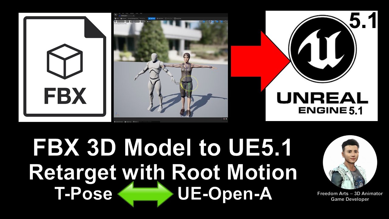 FBX 3D Avatar to Unreal Engine 5.1 – Retarget Root Motion + Main Avatar + NPC – Tutorial