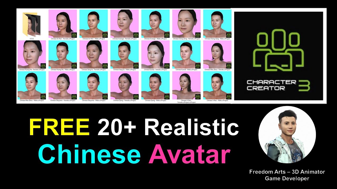 FREE 20+ Realistic Chinese CC3 Avatar – Character Creator 3 Contents Free Sharing