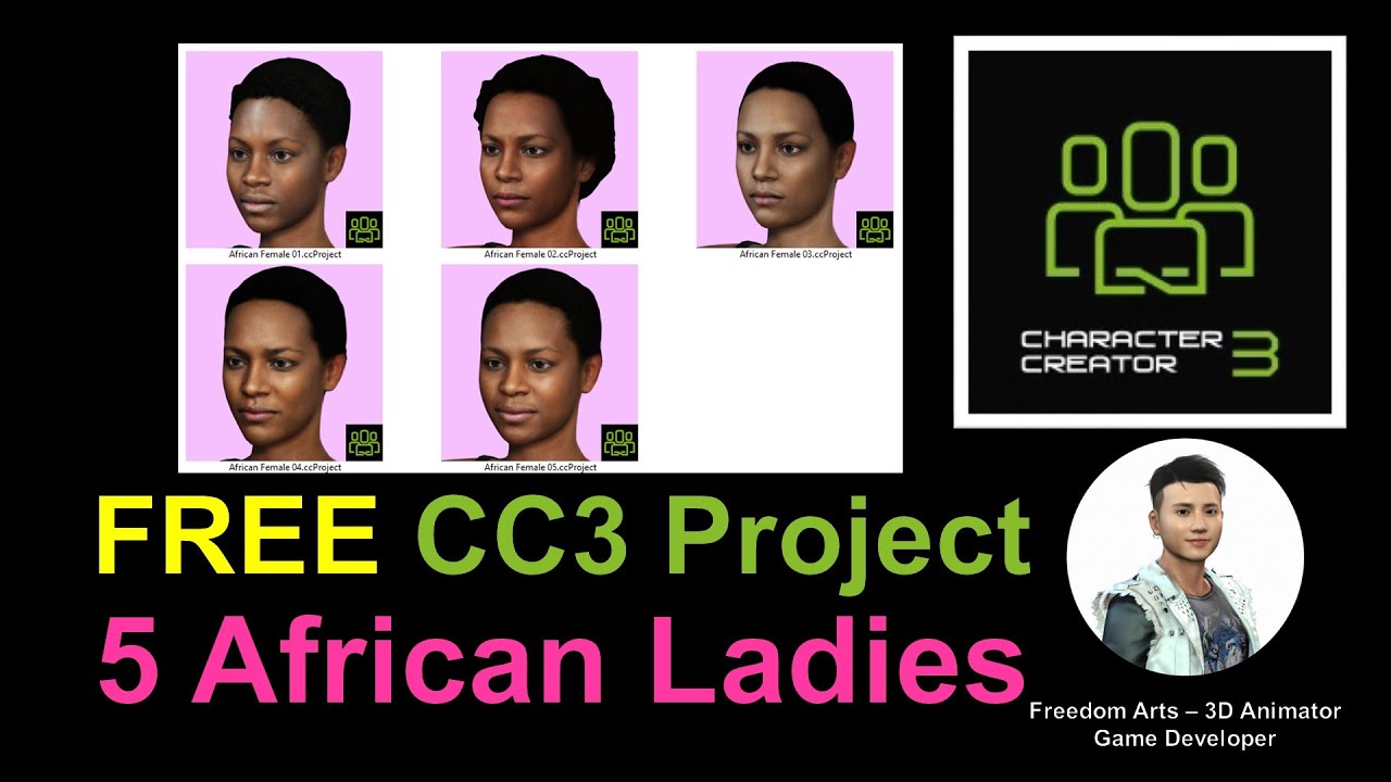 FREE 5+ African Female CC3 Avatar Pack 01 – Character Creator 3 Contents Free Sharing