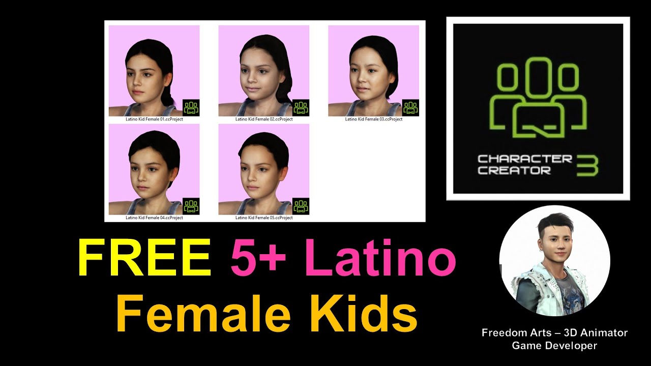 FREE 5+ Latino Kid Female CC3 Avatar Pack 01 – Character Creator 3 Contents Free Sharing