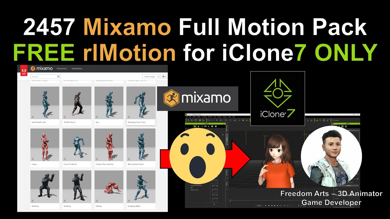 FREE Mixamo full motion pack for iClone 7, totally 2457 rlMotion