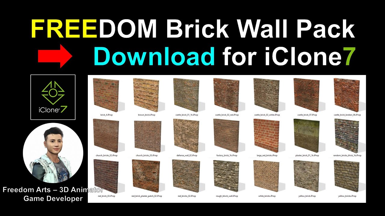 FREEDOM Brick Wall Pack, Free iProp for iClone 7