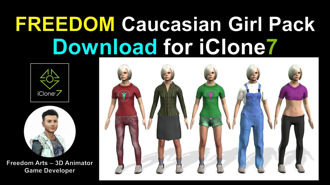 FREEDOM Caucasian Girl Pack, 6 iAvatar for iClone 7
