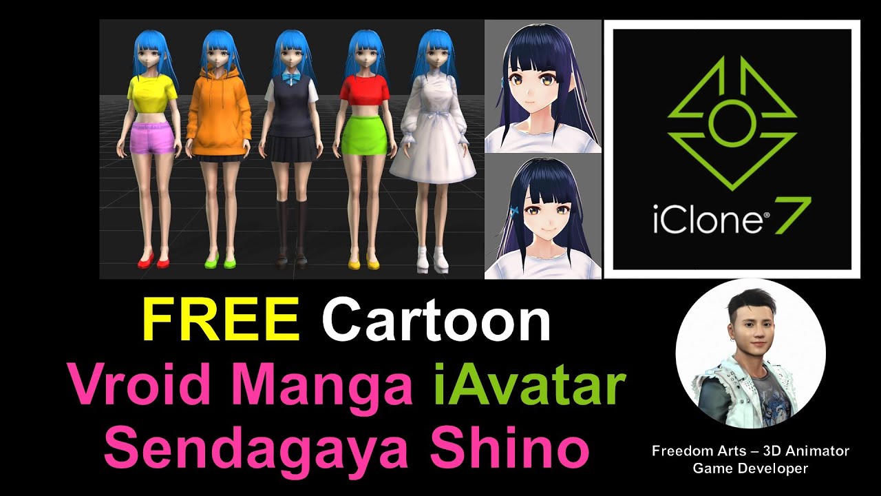 Free Anime Cartoon Vroid Manga Girl iAvatar – Sendagaya Shino – iClone 7.9 Contents Free Sharing
