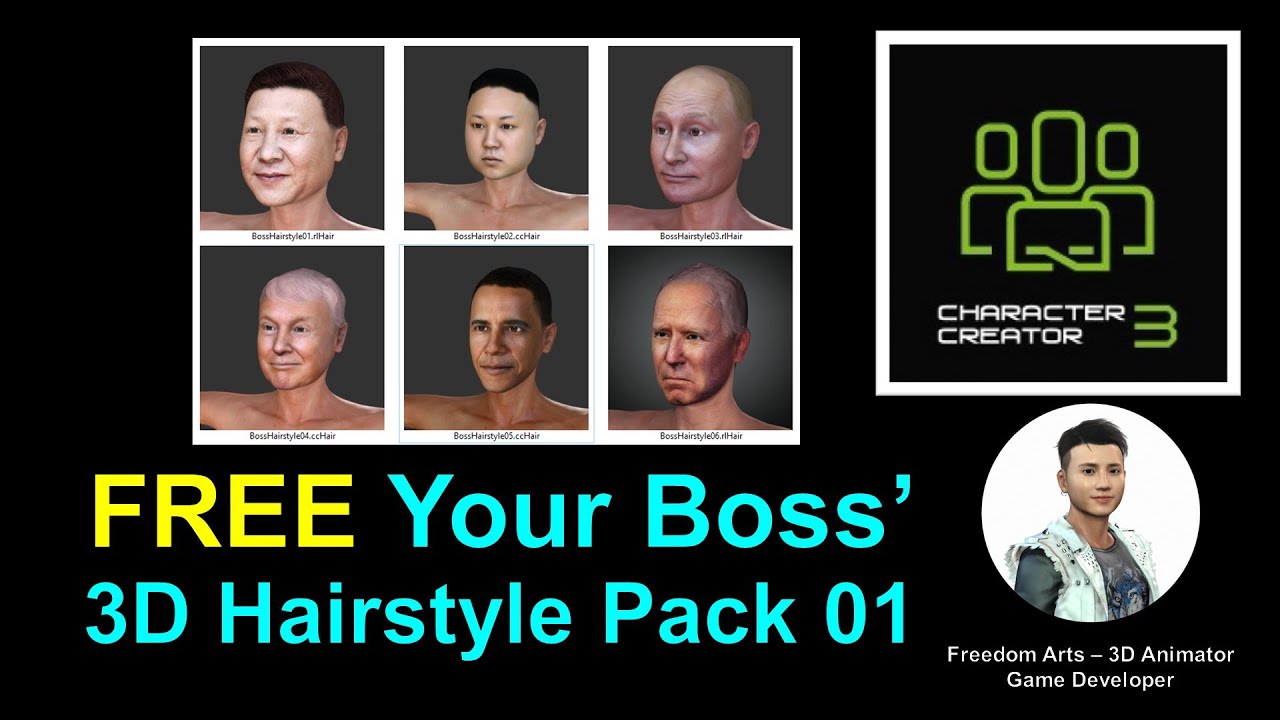 Free Boss Hairstyle Pack 01 FREE DOWNLOAD – Character Creator 3 Content Sharing
