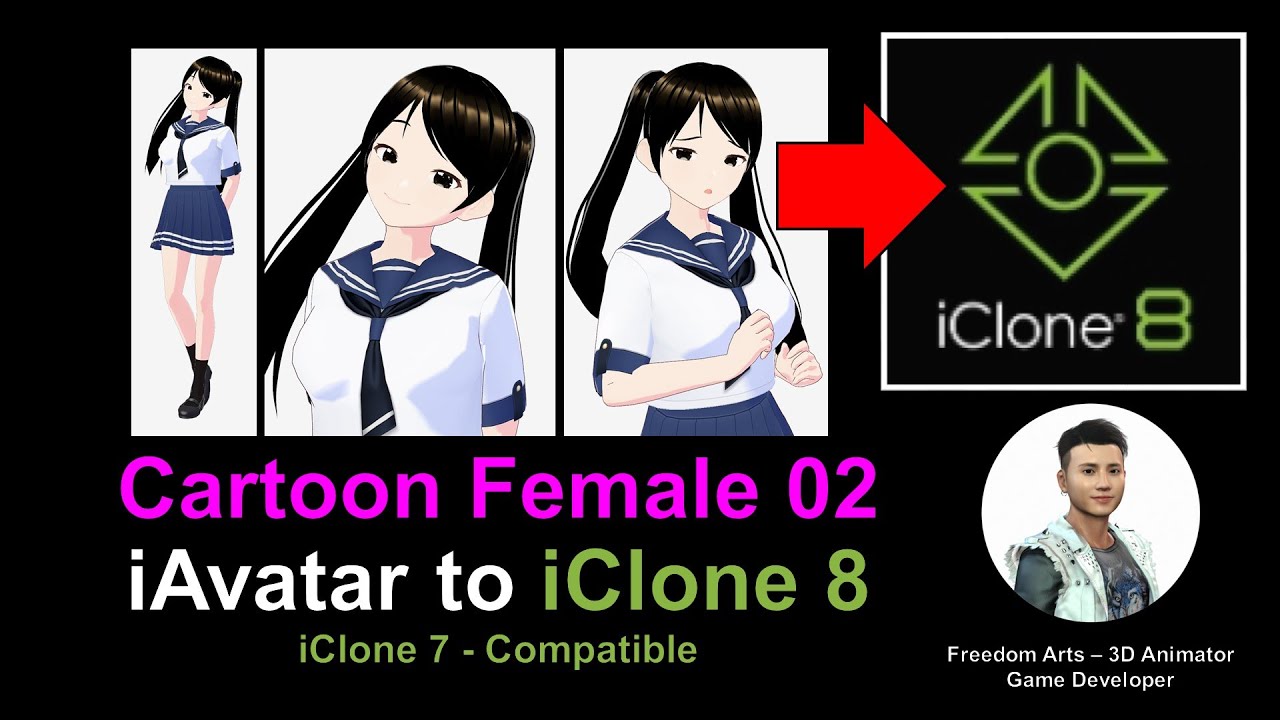 Freedom 3D Cartoon Female 02 to iClone 8 – iAvatar Sharing