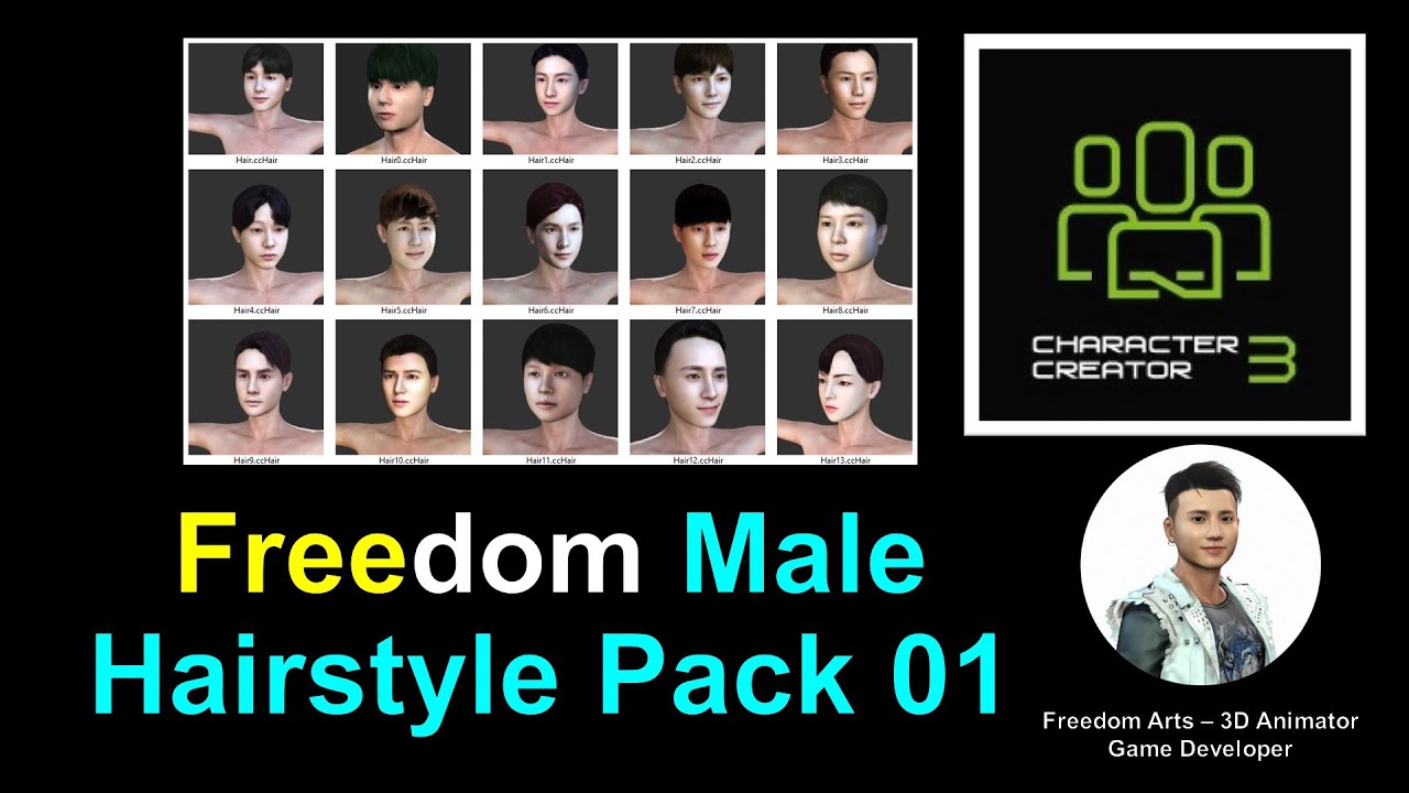 Freedom Male Hairstyle Pack 01 FREE DOWNLOAD – Character Creator 3 Content Sharing