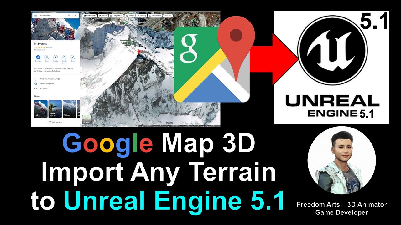 Google Map 3D Terrain to Unreal Engine 5.1 Scene – Full Tutorial