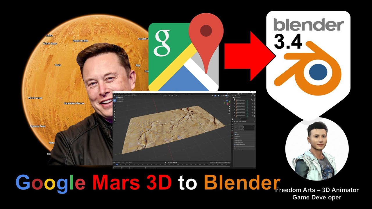 Google Mars 3D to Blender 3.4 – Full Tutorial – Google Map 3D