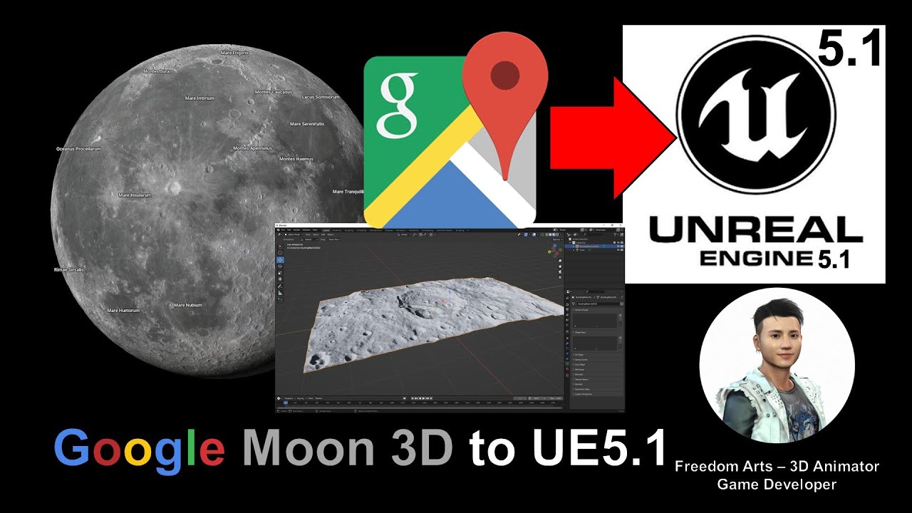 Google Moon 3D to Unreal Engine 5.1 Terrain – Full Tutorial