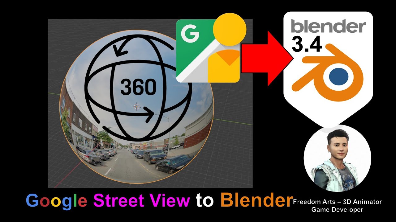 Google Street View to Blender 360° Panorama – Blender 3.4 Tutorial