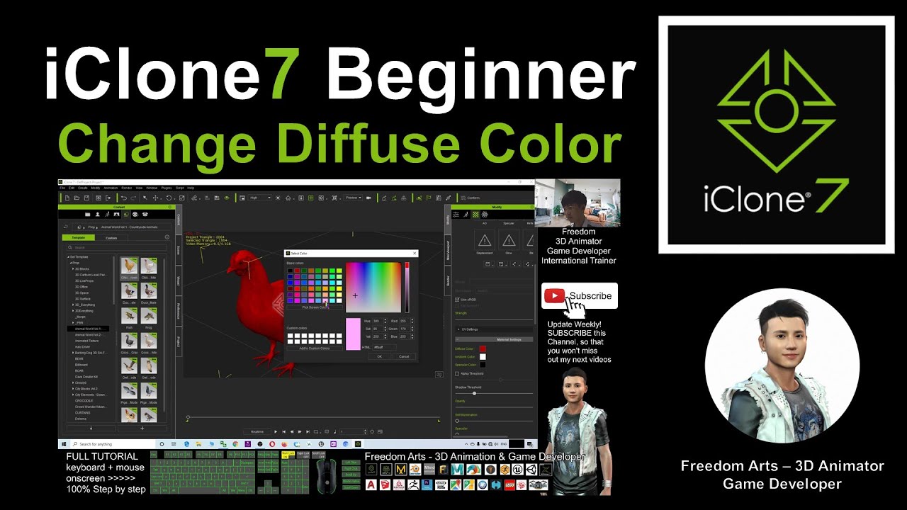 How to change Diffuse Color for Props/Accessories/Avatar – iClone 7 Tutorial