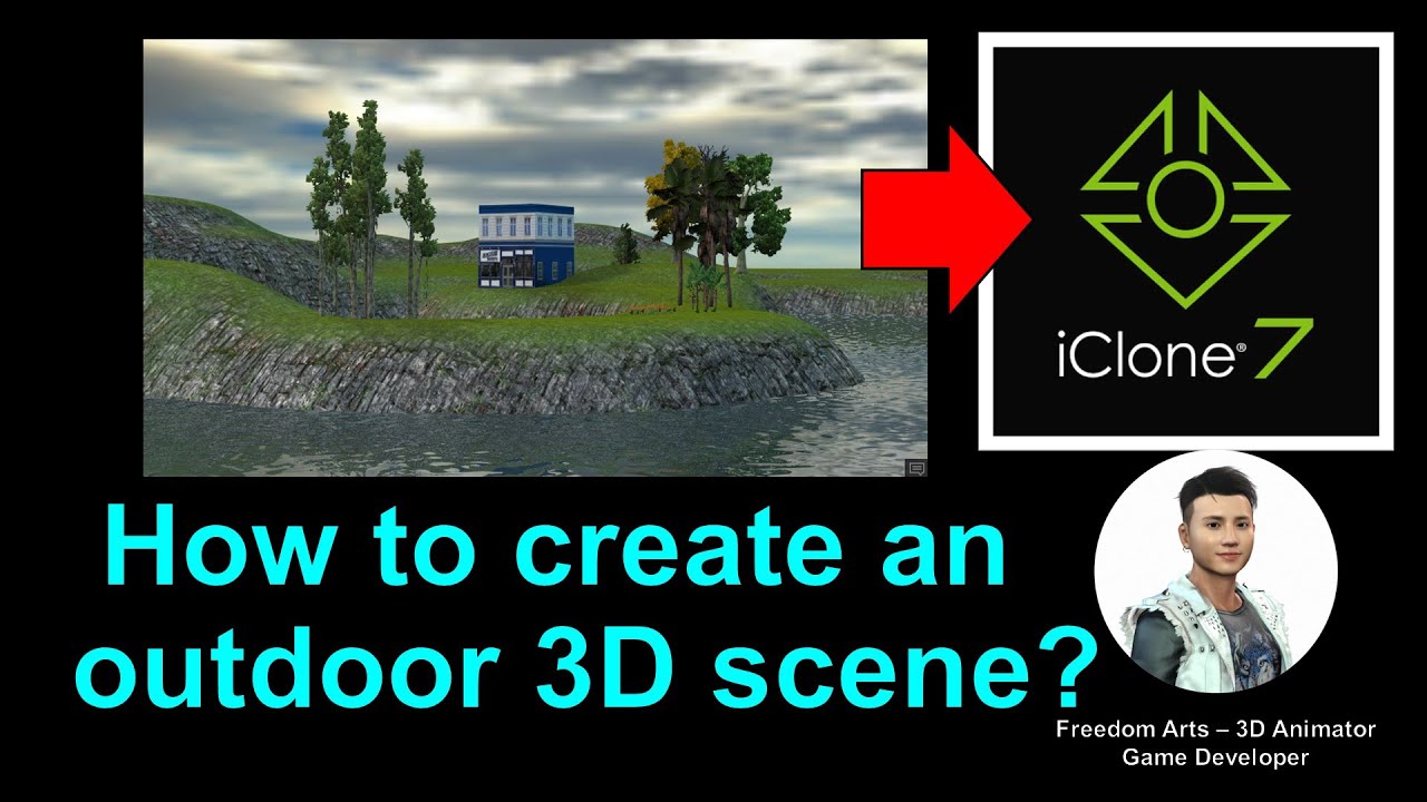 How to create a 3D Scene in iClone 7.9 – tree, grass, sky, terrain, prop – FULL TUTORIAL
