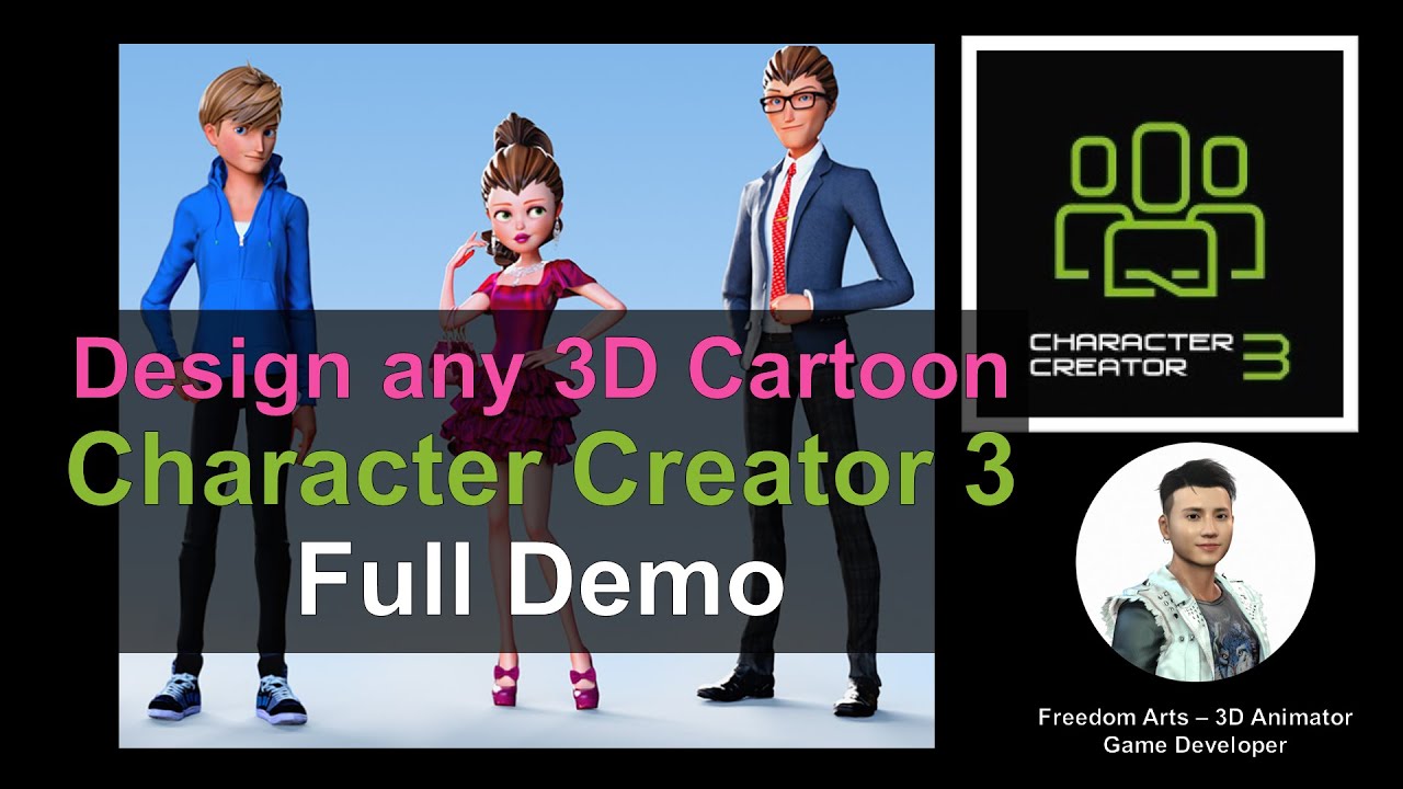 How to create cartoon 3D avatar – Character Creator 3 Full Demo (No voice, silent)