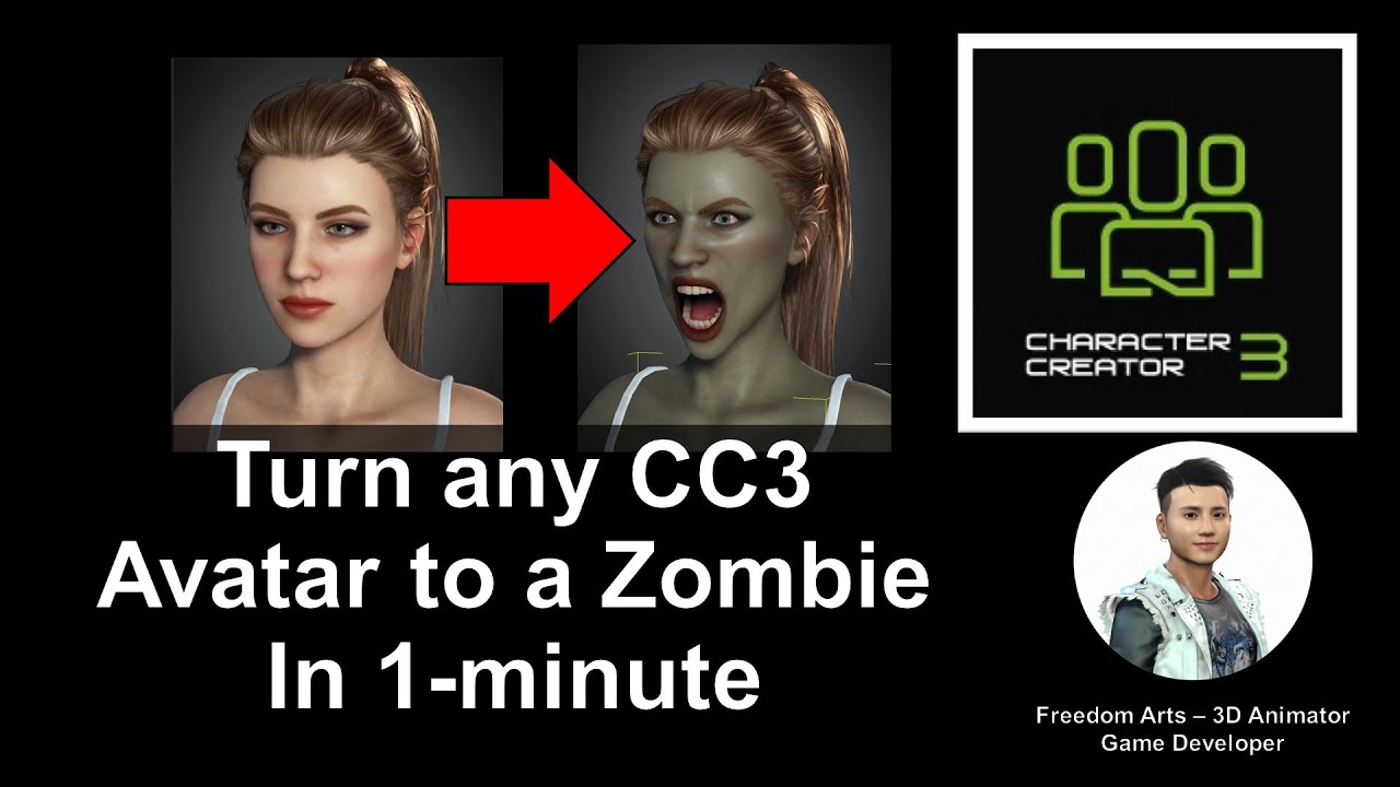 How to turn any CC3 Avatar to a zombie in 1-minute  – Character Creator 3.4 Tutorial