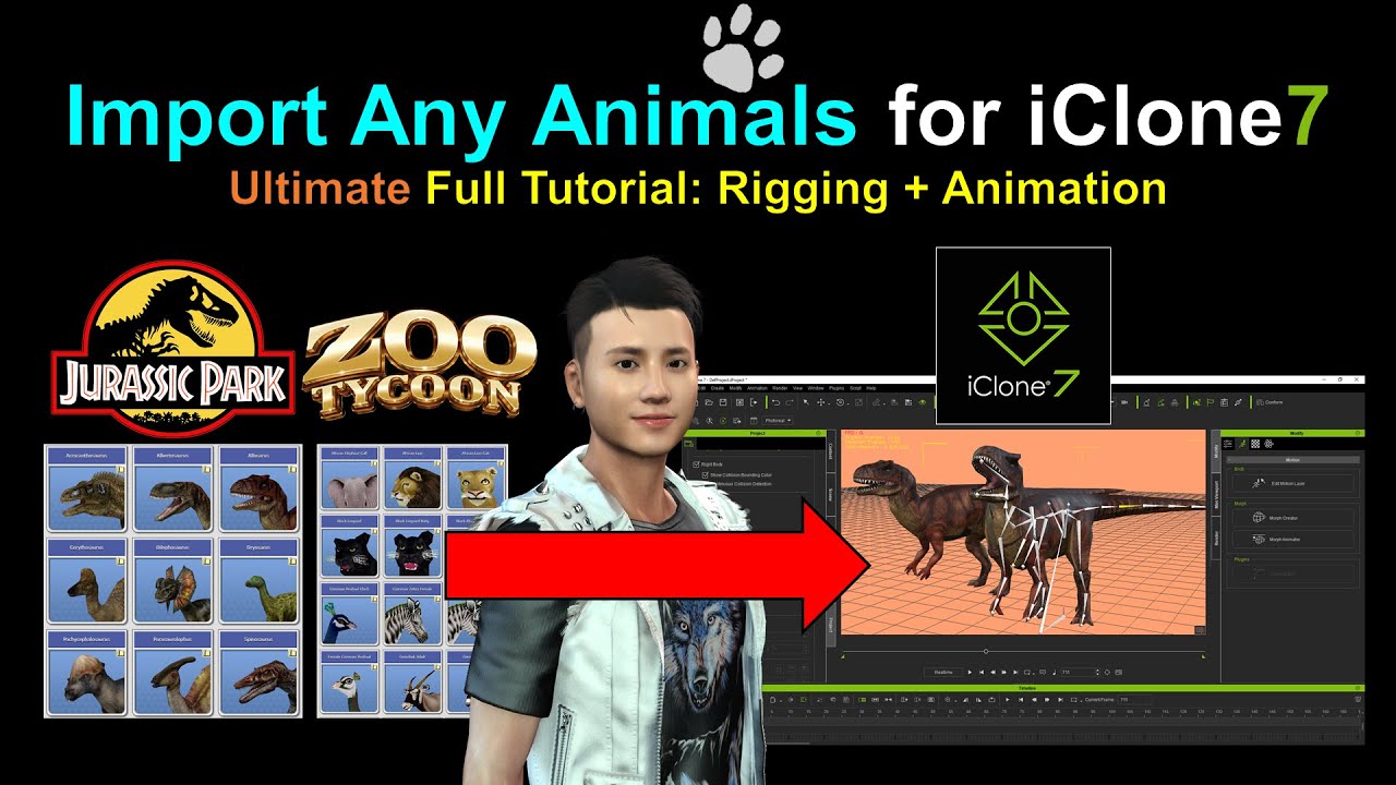Import any Animals and Dinosaur into iClone (rigging and animation tutorial)