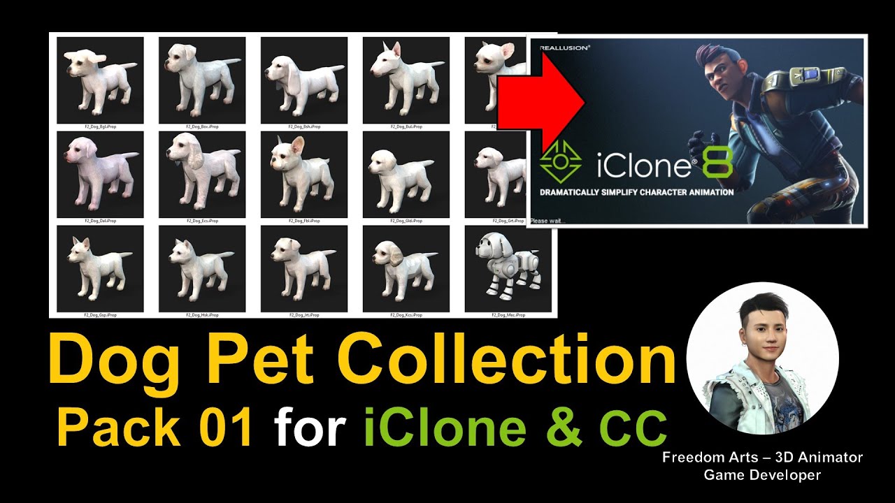 Pet Dog Collection Pack 01 – iClone 7 & 8 & Character Creator 4 – Puppy Pack