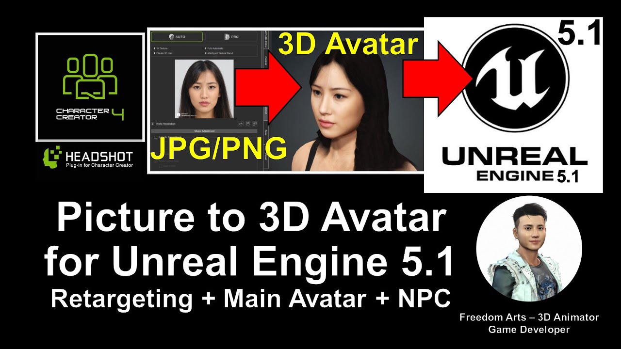 Picture to 3D Avatar to Unreal Engine 5.1 – Main Avatar + NPC – Character Creator 4.1 Headshot