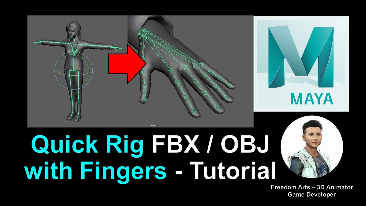 Quick Rig FBX/OBJ with Finger – Maya 2022 Rigging Full Tutorial – Auto Rigger