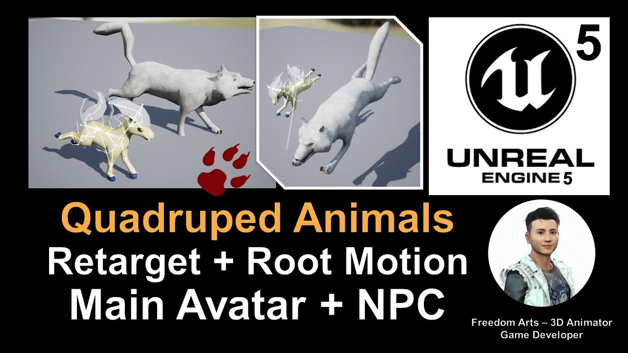 Retarget Quadruped Four Leg Animal in Unreal Engine 5 with Root Motion – Full Tutorial
