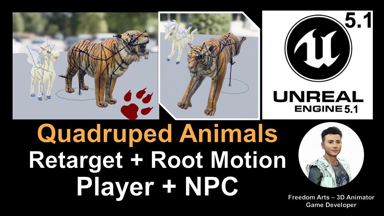 Retarget Quadruped Four Leg Animal in Unreal Engine 5.1 with Root Motion – Full Tutorial