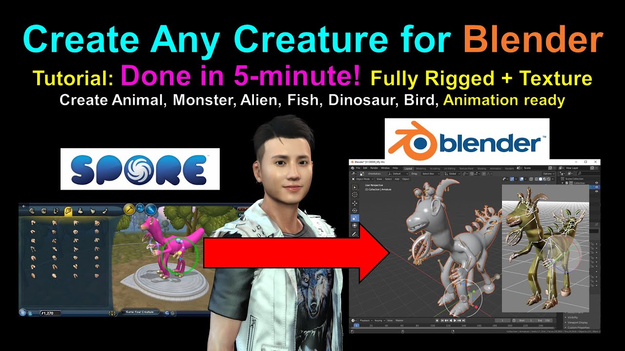 Spore Creature Creator to Blender