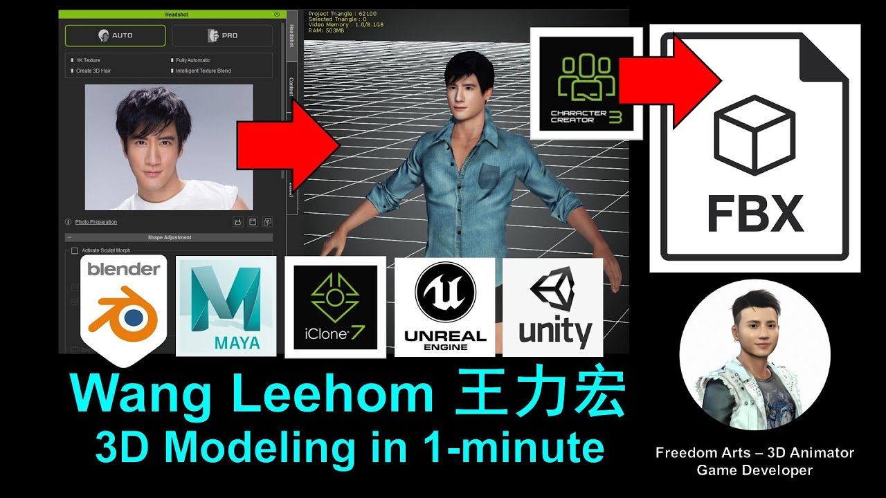 Superstar Wang Leehom to FBX – 3D Modeling Tutorial – Character Creator 3.4