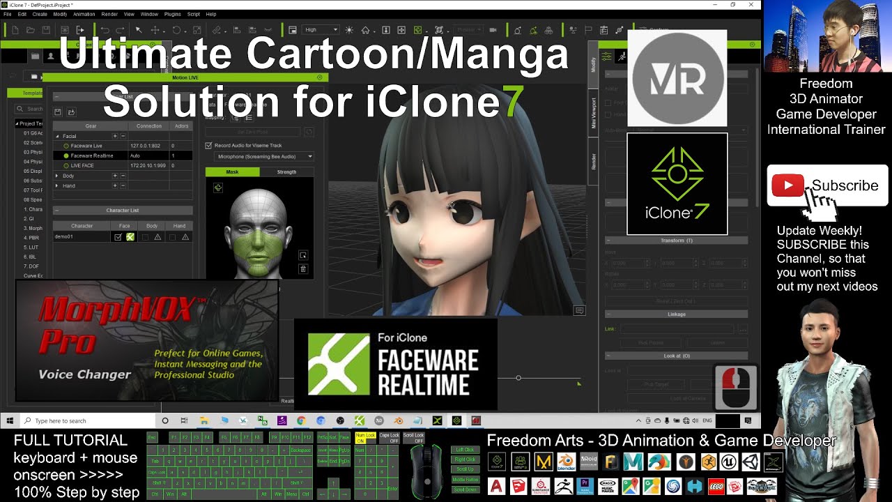 Ultimate Solution of Vroid Studio/Mobile to iClone, with full facial, skeleton, faceware profile