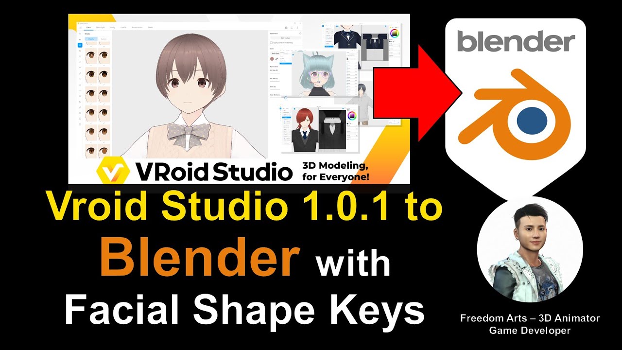 Vroid Studio Version 1.0 to Blender with facial shape keys – Full Animation Tutorial November 2021