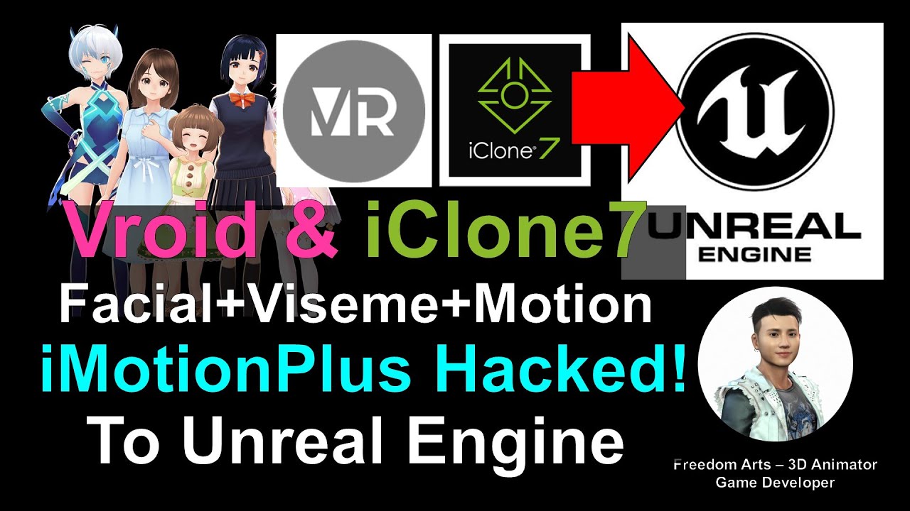 Vroid Studio with iClone Facial + Viseme + Body iMotionPlus Hacked!!! to Unreal Engine 4 & 5