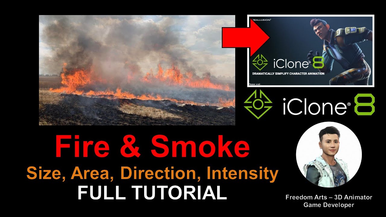 iClone 8 Fire & Smoke Animation – Wind Direction + Intensity + Fire Size + Color – Full Tutorial