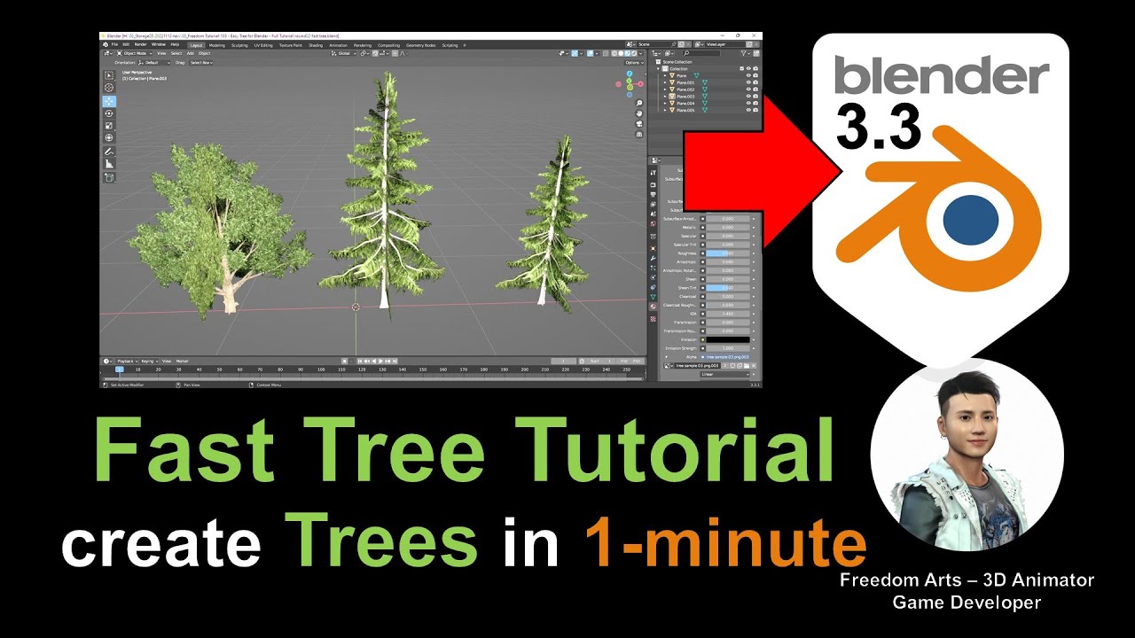 [Tutorial] [Blender] [Tree] Create Any Trees in 1-miniute - Blender 3.3 Tree Tutorial