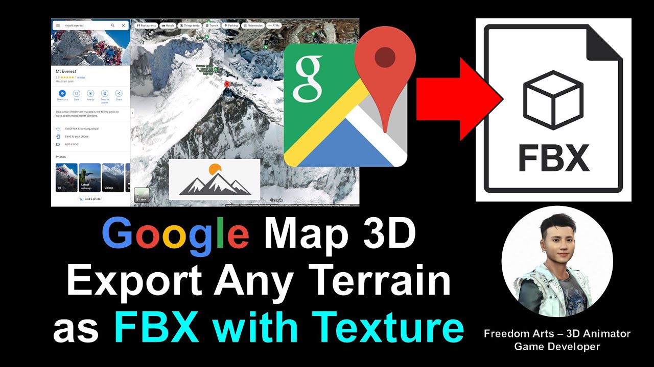 Google Map 3D Terrain to FBX with embed material texture - Full Tutorial