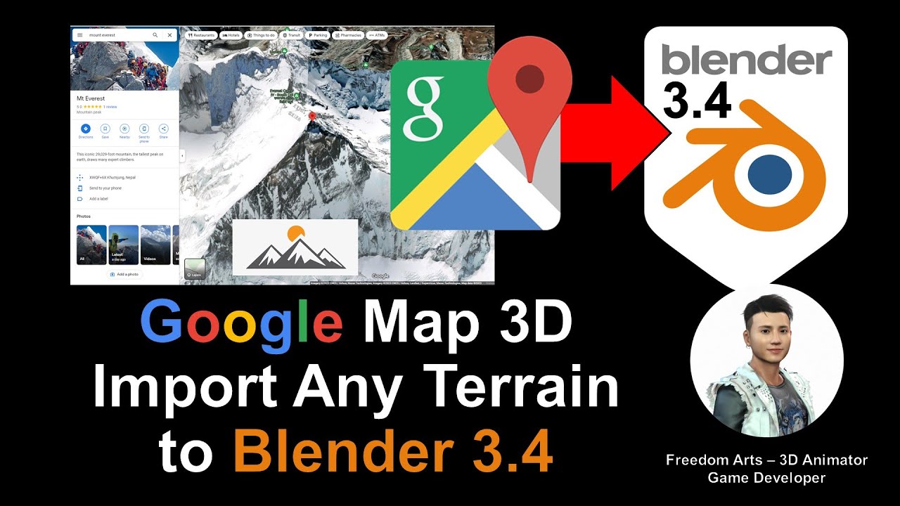 Google Map 3D Terrain to Blender 3.4 – Full Tutorial