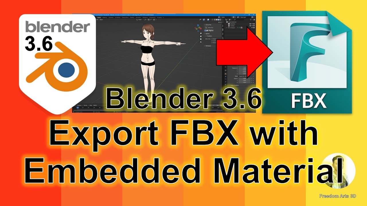 Blender 3.6 – How to Embed Material & Texture in exported FBX