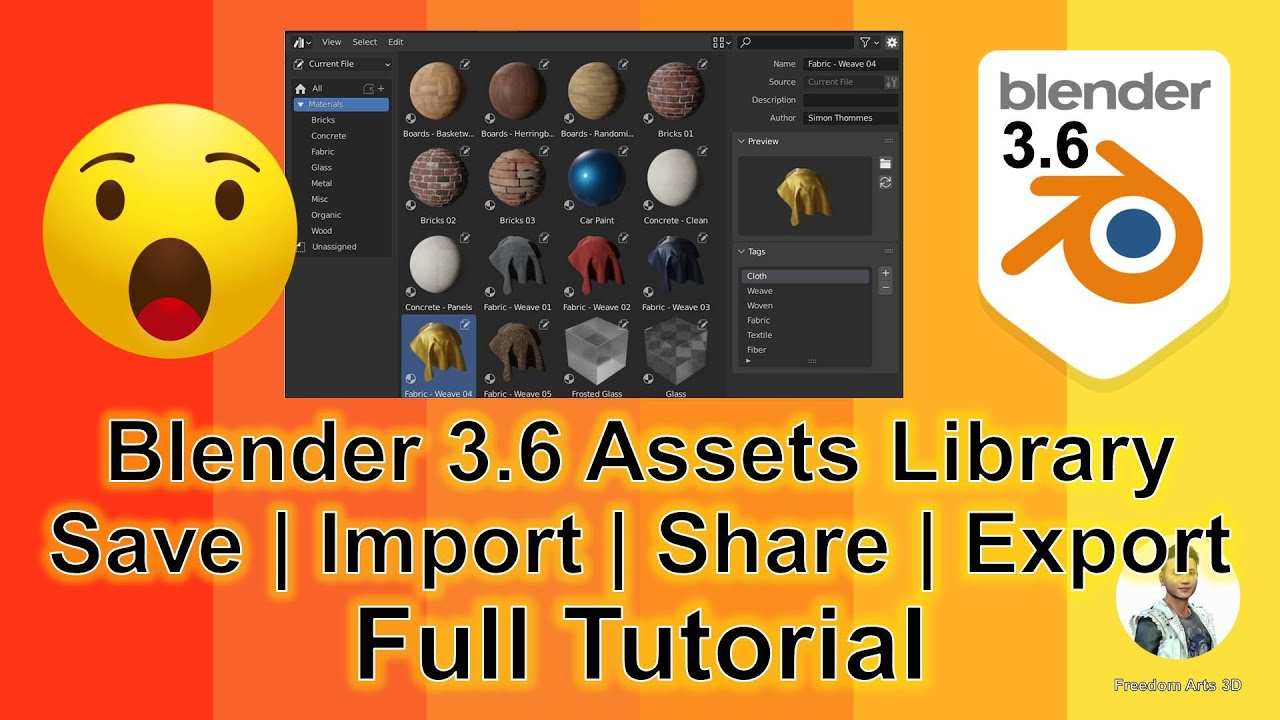 Blender 3.6 Assets Library – Save | Import | Share | Export – Full Tutorial