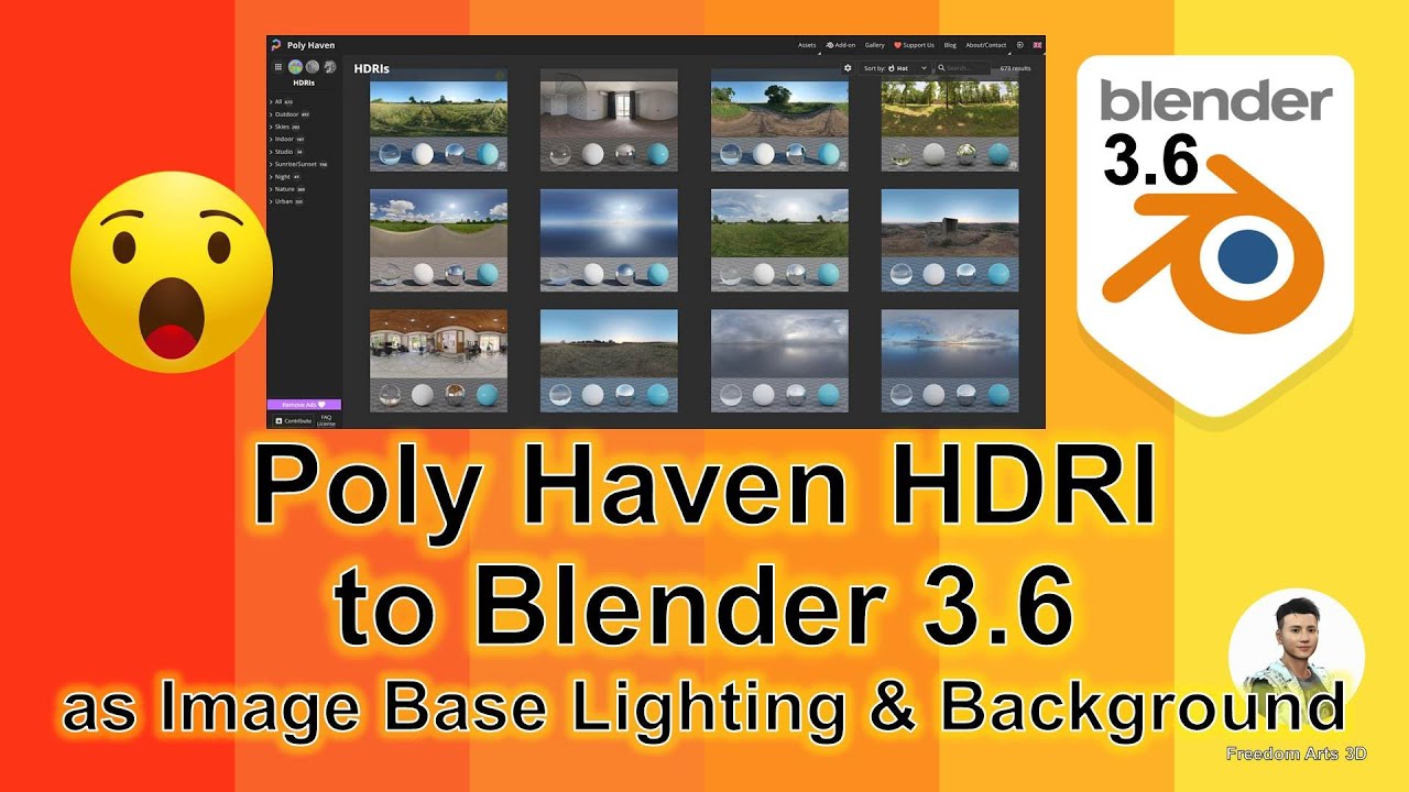 Poly Haven HDRI to Blender 3.6 background