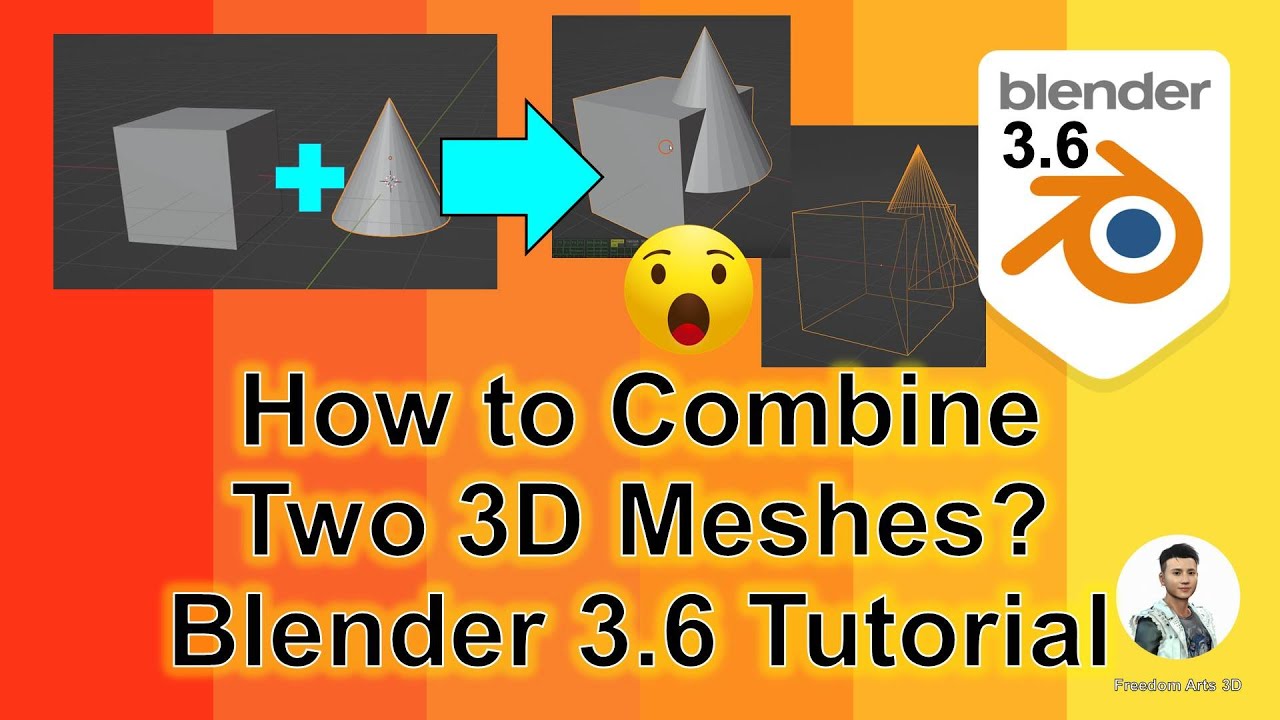 How to combine two 3D meshes? Blender 3.6 Boolean Tutorial