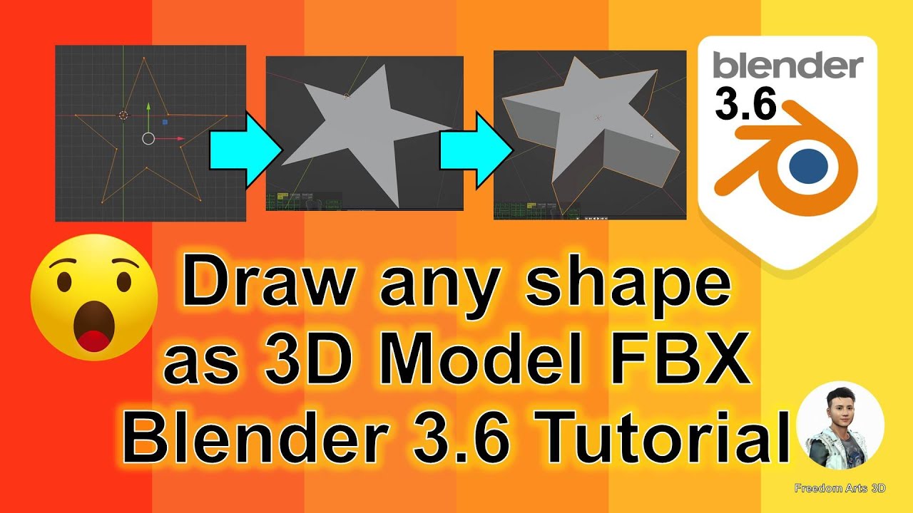 Draw any shape as 3D Model FBX – Blender 3.6 Tutorial